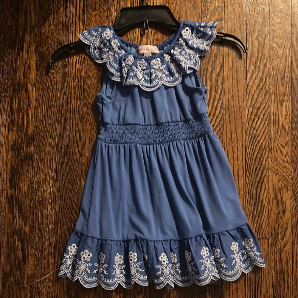 Chenault Blue and White Ruffled Tiered Sundress